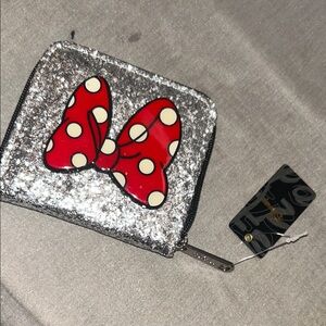 Disney’s Minnie Mouse Glittery Silver and Red Bow Wallet